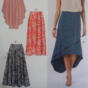 Shaped Hem Skirt Pattern: McCalls 7363, Miss Sizes, Uncut, Pleated Overlay, Elastic Waist, Womens Sewing Patterns, WhiletheCatNaps