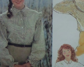 CAPE BACK BLOUSE Pattern • Simplicity 9117 • Miss 12 • Button Blouse • Ruffled Blouse • Sewing Patterns • Womens Patterns • WhiletheCatNaps