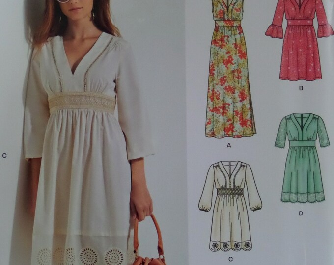 MIDRIFF DRESS Pattern • New Look 6498 • Miss 6-18 • Pullover Dress ...