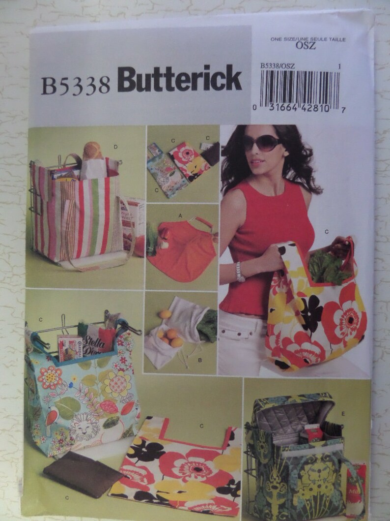 MARKET BAG Pattern \u2022 Butterick 5338 \u2022 Cloth Tote Bags \u2022 Cloth Lunch Bag \u2022 Reusable Bags \u2022 Sewing Patterns \u2022 Craft Patterns \u2022 WhiletheCatNaps