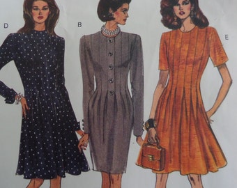 FIT FLARE DRESS Pattern • Vogue 2963 • Miss 10 • Semi Fit Dress • Tucked Top and Skirt • Sewing Patterns • Womens Patterns • WhiletheCatNaps
