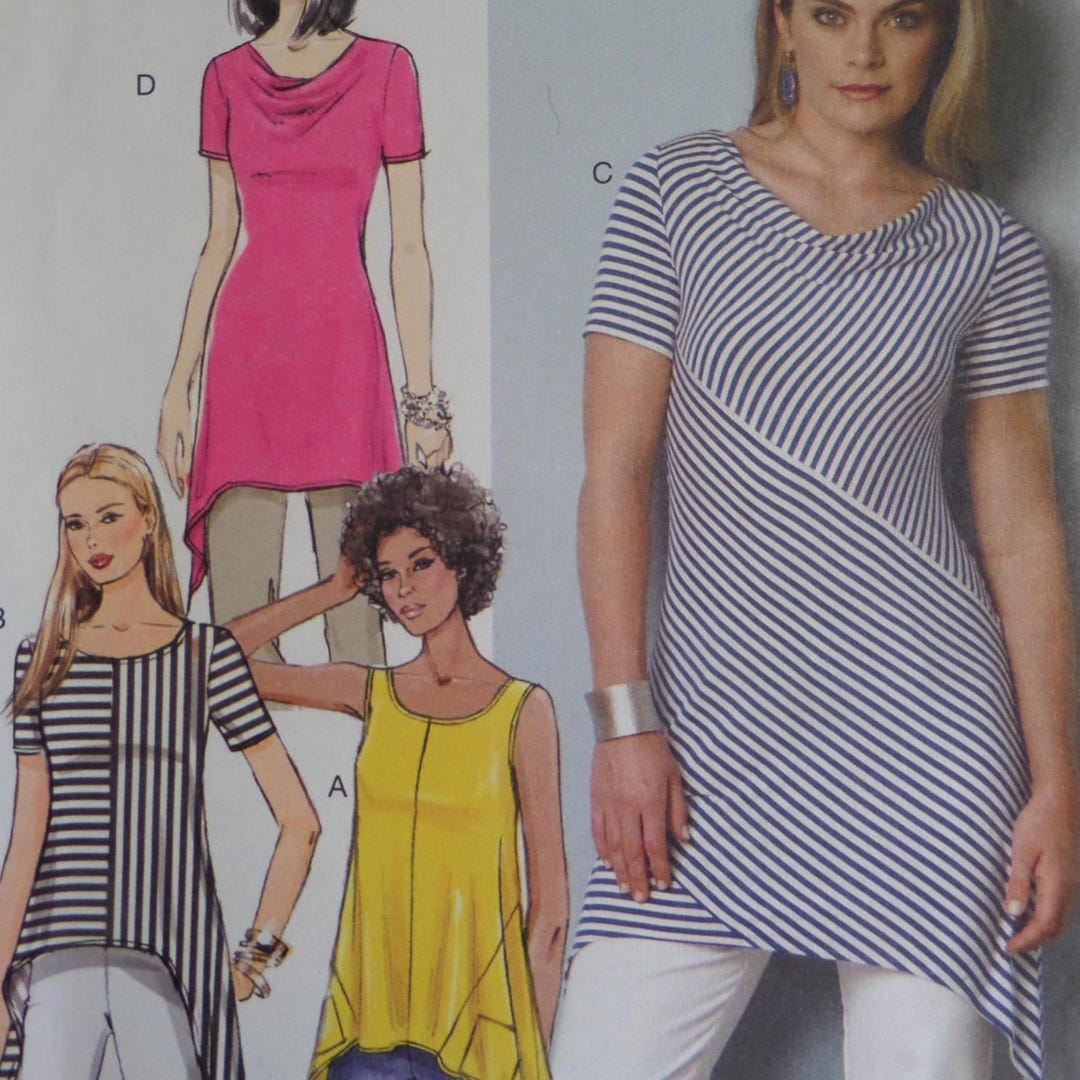 DRAPE NECK TUNIC Pattern • Butterick 6058 • Miss Sizes • Shaped Hem ...