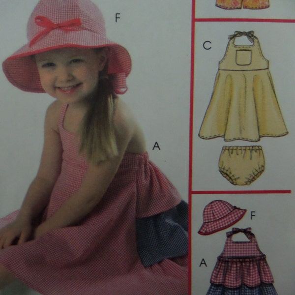 McCalls 5084 HALTER DRESS Pattern • Toddler 1-4 • Tiered Top • Brimmed Hat • Shorts • Sewing Pattern • Childrens Pattern • WhiletheCatNaps