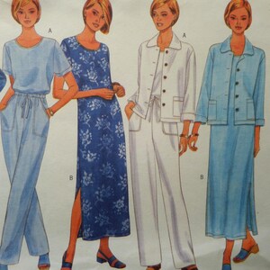 Straight Leg Pants Pattern: Butterick 5947, Miss Sizes, Uncut, Pullover Dress, Loose Jacket, 1990s, Sewing Patterns, WhiletheCatNaps