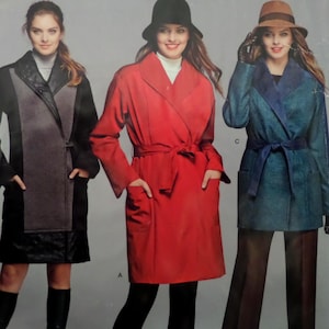 Wrap Coat Pattern: Simplicity 1015, Miss 6-14, Uncut, Belted Jacket, Button–Out Lining, Womens Sewing Patterns, WhiletheCatNaps