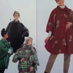 Hooded Cape Pattern: Simplicity 8403, Miss XS-L, Uncut, Fleece, Mandarin Collar, Frog Close, 1990s Sewing Patterns, WhiletheCatNaps