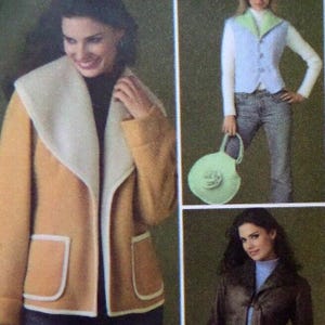 Princess Seam Coat Pattern: Simplicity 4356, Miss 6-14, Uncut, Shawl Collar, Shearling Jacket, Vest, Sewing Patterns,  WhiletheCatNaps
