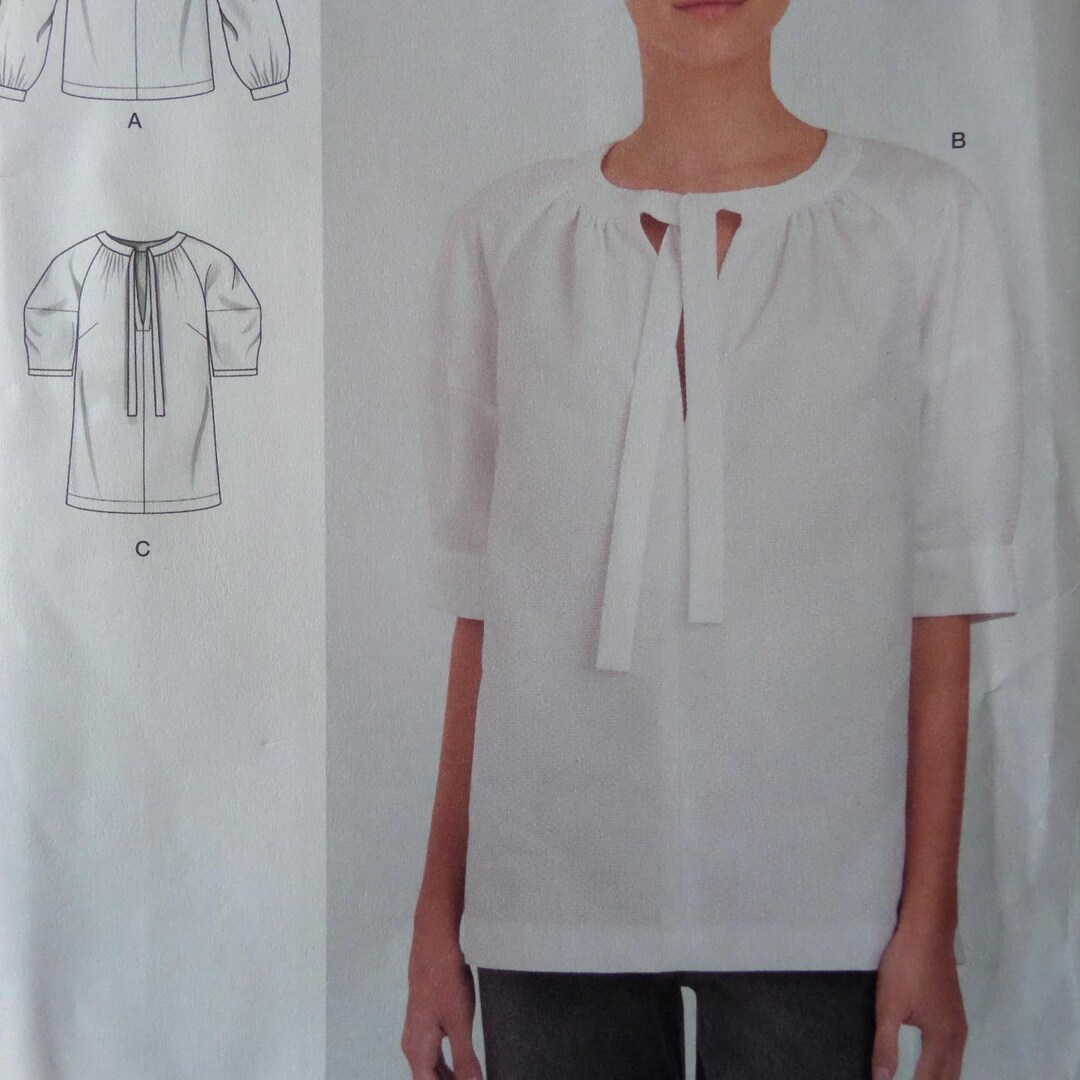 PULLOVER TOP Pattern Simplicity 9233 Miss 6-14 Button Loop Neck Slit ...