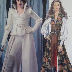 Peplum Coat Costume Pattern: McCalls 6819, Miss Sizes, Split Tail, Lace Corset, Pullover Top, Womens Sewing Patterns, WhiletheCatNaps