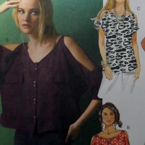 Butterick 5889 Sewing Pattern: Cold Shoulder Top, Belted Tunic (Miss XS-XXL Uncut Factory Folded)