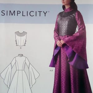 Fantasy Gown Pattern: Simplicity 10548 | 9089, Miss 6-14, Uncut, Renaissance Dress, Vest, Ren Faire, Womens Costume Pattern, WhiletheCatNaps