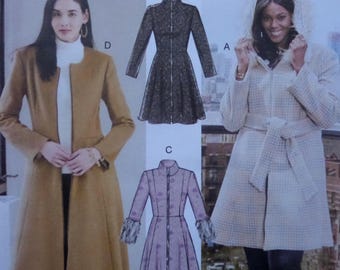 Fitted Coat Pattern: McCalls 7848, Womens 18W-24W, Uncut, Lined, Hooded, Zip Close, Belted, Plus Sewing Patterns, WhiletheCatNaps