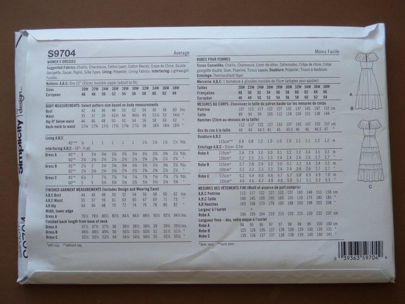 Midriff Dress Pattern: Simplicity 9704 | 11692, Womens 20W-28W, Uncut ...