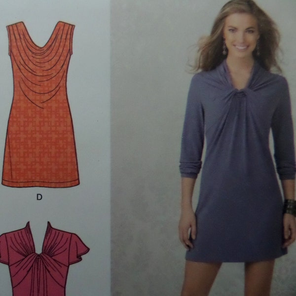 KNIT MINI DRESS Pattern Simplicity 1716 • Miss Sizes • Drape Front Dress • Knit Tunic • Sewing Pattern • Womens Patterns • WhiletheCatNaps