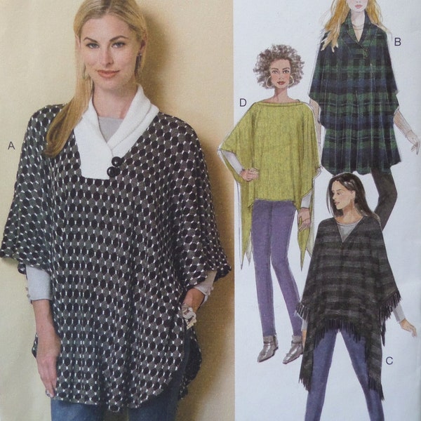 PULLOVER PONCHO Pattern • Butterick 6391 • Miss XS-M • Fringed Ponchos • Loose Fit • Sewing Patterns • Womens Patterns • WhiletheCatNaps