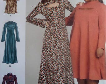 Knit Dress Pattern: Simplicity 9644, Womens 20W-28W, Uncut, Peek-A-Boo Front, Invisible Zip, Plus Sewing Patterns, WhiletheCatNaps