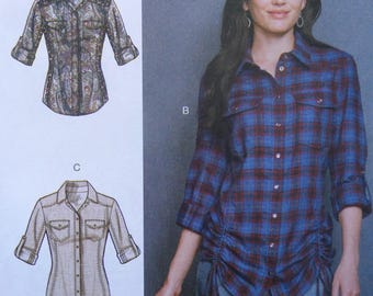 Close-Fit Shirt Pattern: McCalls 8027, Miss Sizes, Uncut, Snap Close, Princess Seams, Drawstring, Sewing Patterns, WhiletheCatNaps