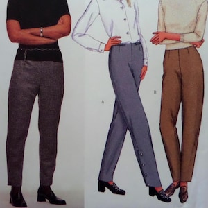Tapered Pants Pattern: Butterick 3240, Miss A–C, Uncut, Semi–Fit, Contour Waist, Snap Leg, Womens Sewing Patterns, WhiletheCatNaps