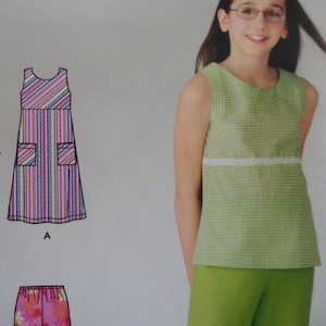 High Waist Dress Pattern: Simplicity 4572, Girls 7-16, Uncut, Tie Back Top, Capri Pants, Childrens Sewing Patterns, WhiletheCatNaps