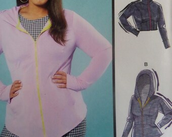 Corset Style Jacket Pattern: McCalls 11714 | 8366, Womens 20W-28W, Uncut, Knit, Hooded, Cropped, Plus Sewing Patterns, WhiletheCatNaps