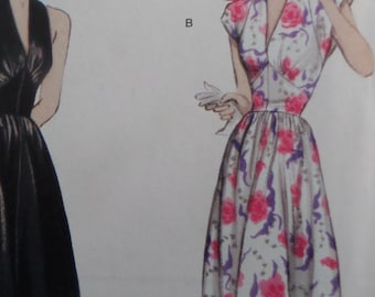 Halter Midriff Dress Pattern: Butterick 5209, Miss Sizes, Uncut, Fit Flare, Side Zip, Retro 40s, Sewing Patterns, WhiletheCatNaps