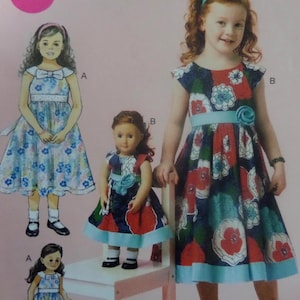 McCall&#39;s 6875 Sewing Pattern: Girls Dress & 18&quot; Doll Clothes (Size 6-8) Uncut