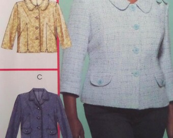 Lined Jacket Pattern: McCalls 5059, Womens 18W-24W, Uncut, Button Close, Loose–Fit, Plus Sewing Patterns, WhiletheCatNaps