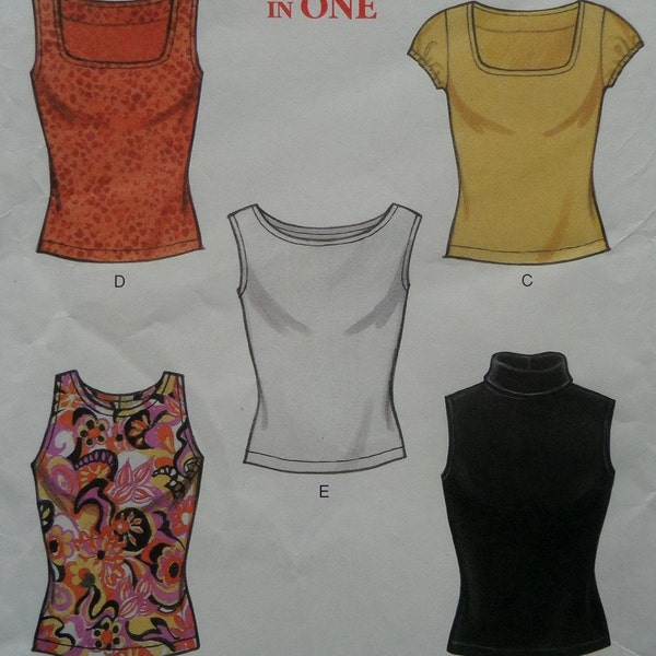 KNIT PULLOVER TOP Pattern • New Look 6068 • Miss 6-16 • Bateau Neck • Sleeveless Tops • Sewing Patterns • Womens Patterns • WhiletheCatNaps