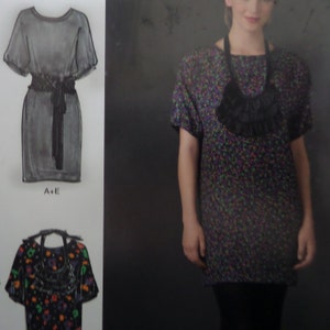 Sheath Dress Pattern: Simplicity 2472, Miss 10-20, Uncut, Belted, Pullover, Ruffled Bib, Tunic, Womens Sewing Patterns, WhiletheCatNaps