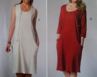 Pullover Jumper Pattern: Butterick 6213, Miss 8-16, Uncut, Dress, Exposed Zipper, Pockets, Button, Womens Sewing Patterns, WhiletheCatNaps