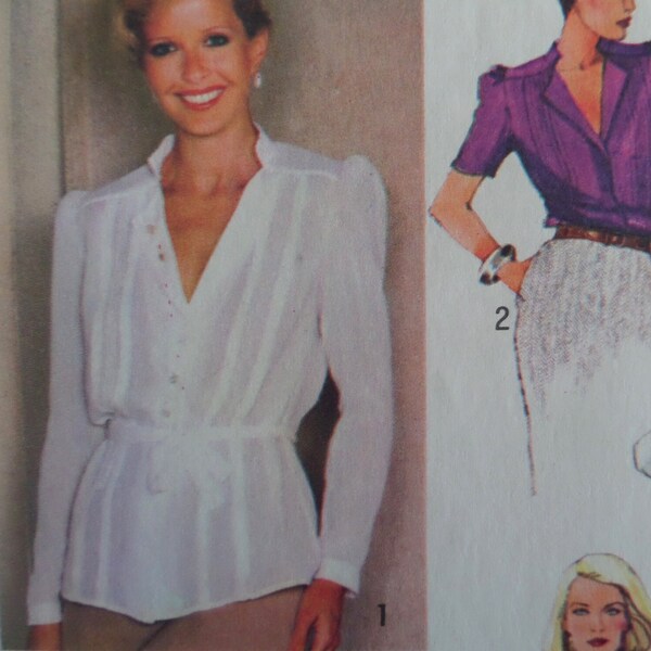 TUCKED BLOUSE Pattern • Simplicity 9256 • Miss 16 • Button Blouse • Stand Up Collar • Sewing Patterns • Womens Patterns • WhiletheCatNaps