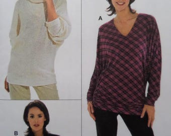 Pullover T-Shirt Pattern: Burda 8288, Miss 10-24, Uncut, Drawstring Sides, Loose-Fit, Turtleneck, Sewing Patterns, WhiletheCatNaps