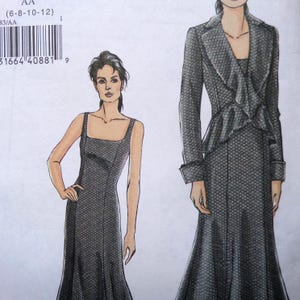 Flared Dress Pattern: Vogue 8283, Miss 6-12, Uncut, Princess Seams, Flounced Lined Jacket, Womens Sewing Patterns, WhiletheCatNaps