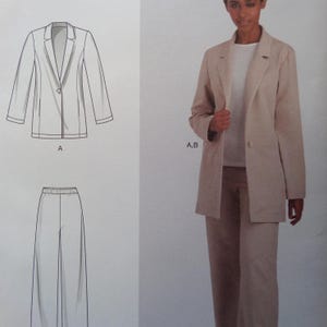 Princess Seam Jacket Pattern: Simplicity 9227, Miss 8-16, Uncut, Notched Collar, Pull-On Pants, Womens Sewing Patterns, WhiletheCatNaps
