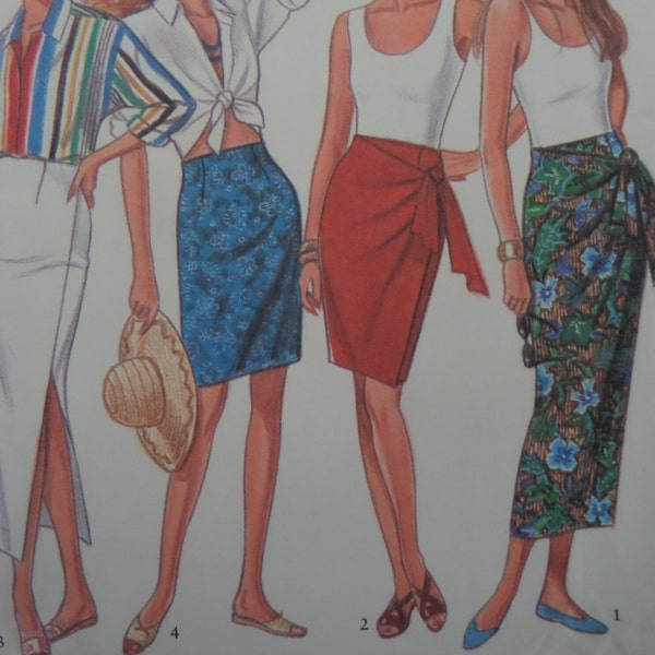 HIGH WAIST SKIRT Pattern • New Look 6045 • Miss 8-18 • Dart Fit Skirt • Mock Wrap • Sewing Patterns • Womens Patterns • WhiletheCatNaps