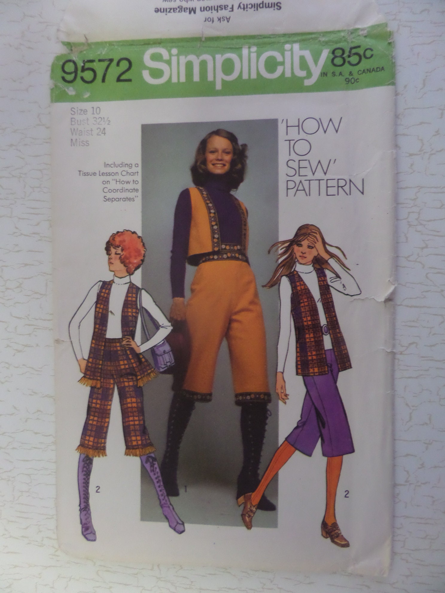GAUCHO PANTS Pattern Simplicity 9572 Miss 10 Bolero Etsy