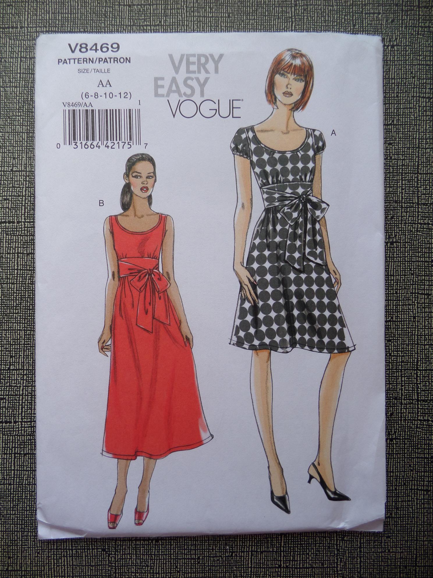 Midriff Dress Pattern: Vogue 8469, Miss 6-12, Uncut, Semi-fit, Scoop ...