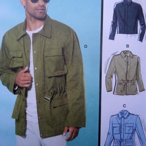Zip Front Jacket Pattern: McCalls 8371, Men Sizes, Uncut, Snap Placket, Belted Waist, Pockets, Short, Guys Sewing Patterns, WhiletheCatNaps