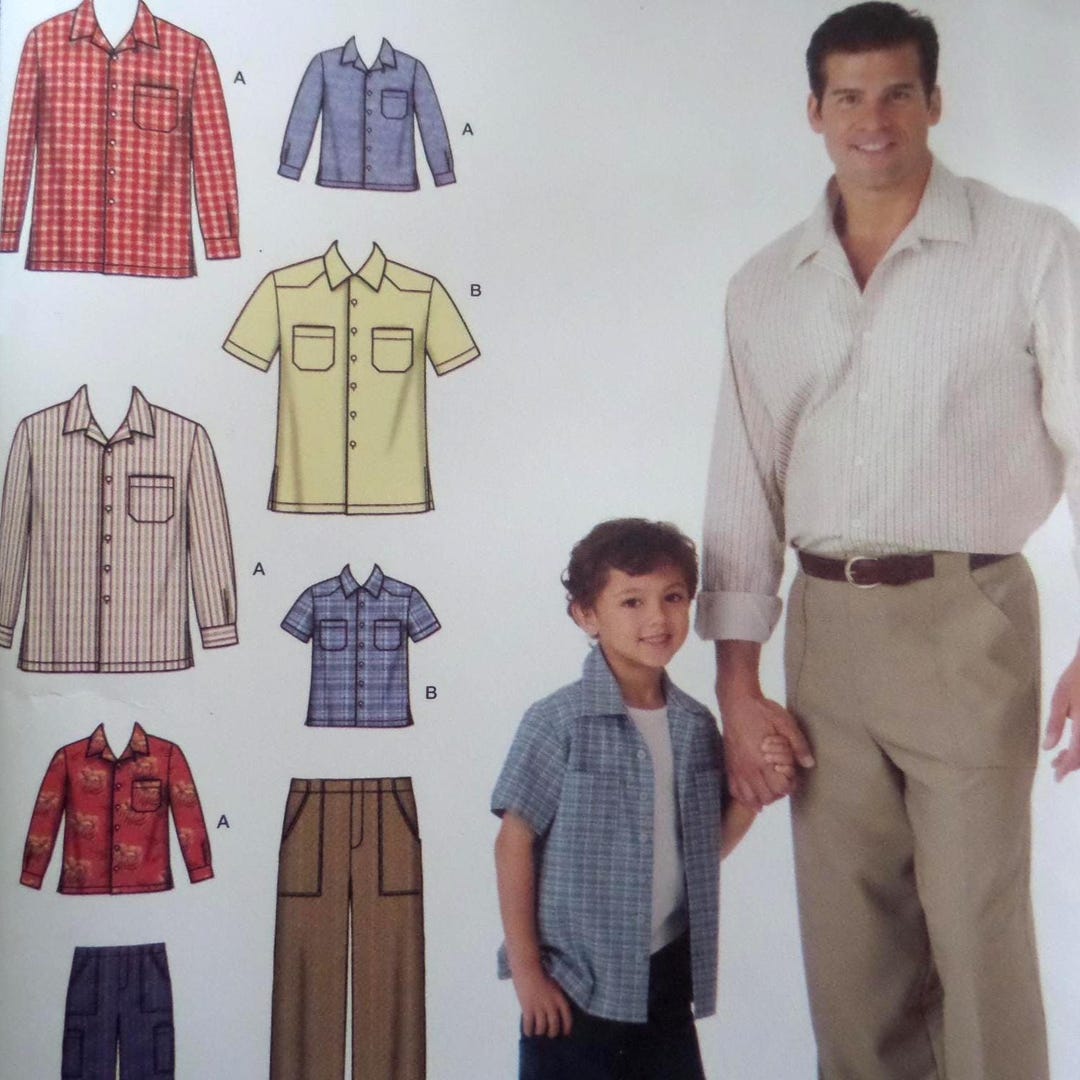 Button Down Shirt Pattern: Simplicity 4760, Mens S-XL, Boys S-L, Uncut ...