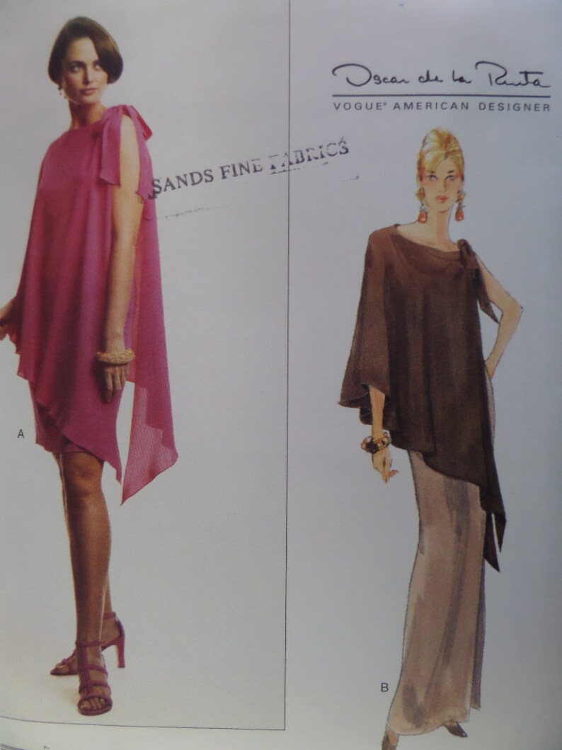 Draped Dress Pattern Vogue 1603 Miss Sizes Oscar De La Etsy
