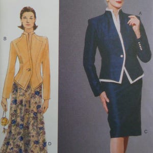 Semi-Fit Top Pattern: Vogue 9818, Miss 8-12, Uncut, Princess Seams, Button Top, Lined Skirts, Womens Sewing Patterns, WhiletheCatNaps