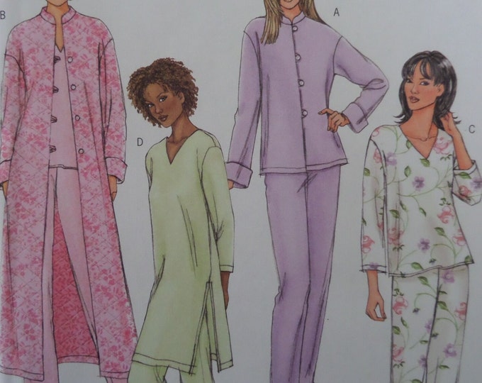 BUTTON ROBE Pattern • Butterick 4406 • Miss L-XL • Loose Tunic ...