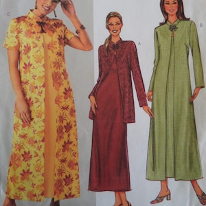May include: Image of three women's dresses. The first dress is yellow with a floral pattern and a matching short-sleeved jacket. The second dress is burgundy with a matching long-sleeved jacket. The third dress is green with a matching long-sleeved jacket.