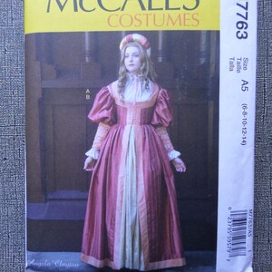 Renaissance Dress Costume Pattern: Mccalls 7763, Miss Sizes, Uncut ...