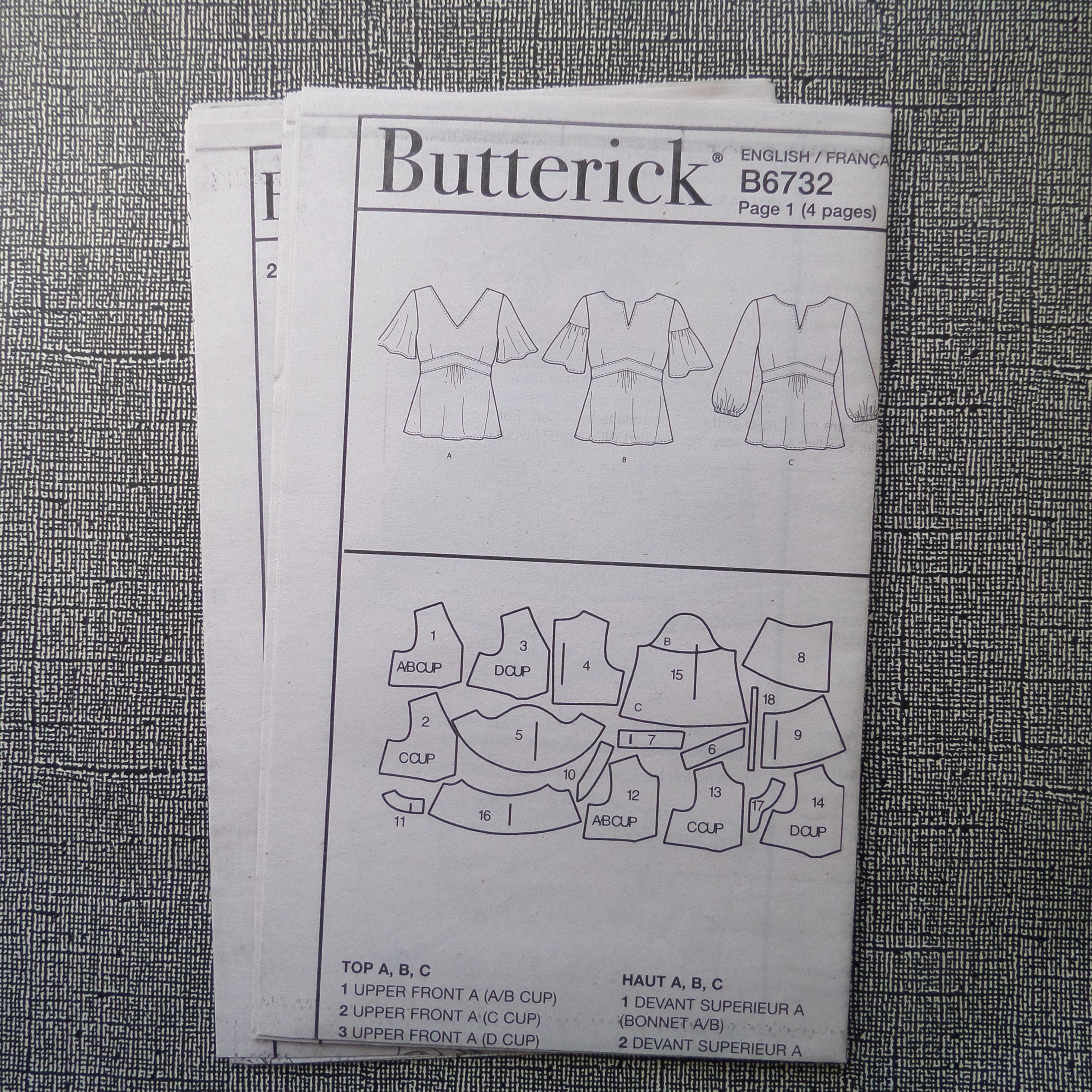 Midriff Band Top Pattern: Butterick 6732, Miss 14-22, Uncut, Shaped ...