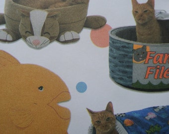 CAT BED Pattern • Simplicity 5233 • Fish Pillow • Feline Beds • Cat Sack Bag • Pet Beds • Sewing Patterns • Craft Pattern • WhiletheCatNaps