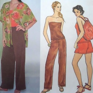 Bandeau Top Pattern: Simplicity 8732, Miss 16-20, Uncut, Oversize Jacket, Side Zip Shorts, Bag, 1990s Sewing Patterns, WhiletheCatNaps