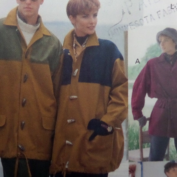 LOOSE COAT Pattern • Vogue 8180 • Unisex Adult L-XL • Drawstring Jacket • Detachable Hood • Mens Pattern • Sewing Patterns • WhiletheCatNaps