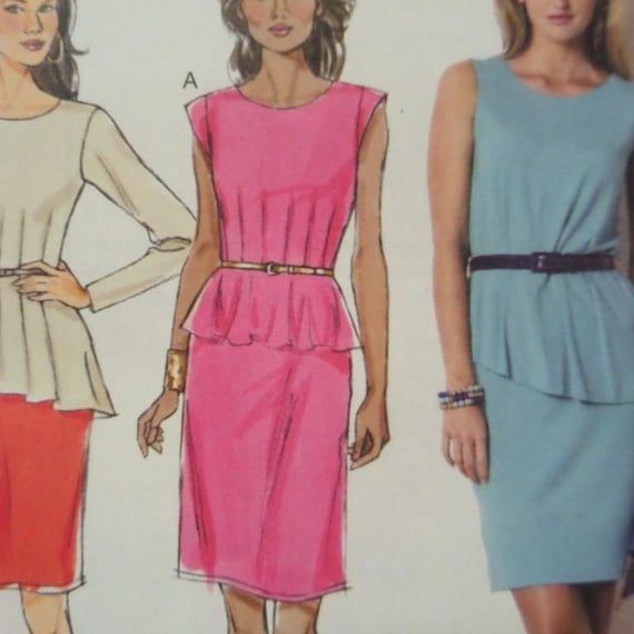 womens peplum dress pattern Peplum Dress Pattern 3 in 1 Sewing Pattern PDF Set, Pencil Skirt + Peplum Blouse + Long Sleeve Peplum Dress, Knit and Stretch Fabric Pattern
