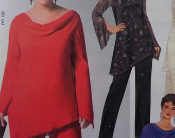 Cowl Neck Tunic Pattern: McCalls 4722, Womens 18W-24W, Uncut, Flare Sleeve, Angle Hem Skirt, Pants, Plus Sewing Patterns, WhiletheCatNaps
